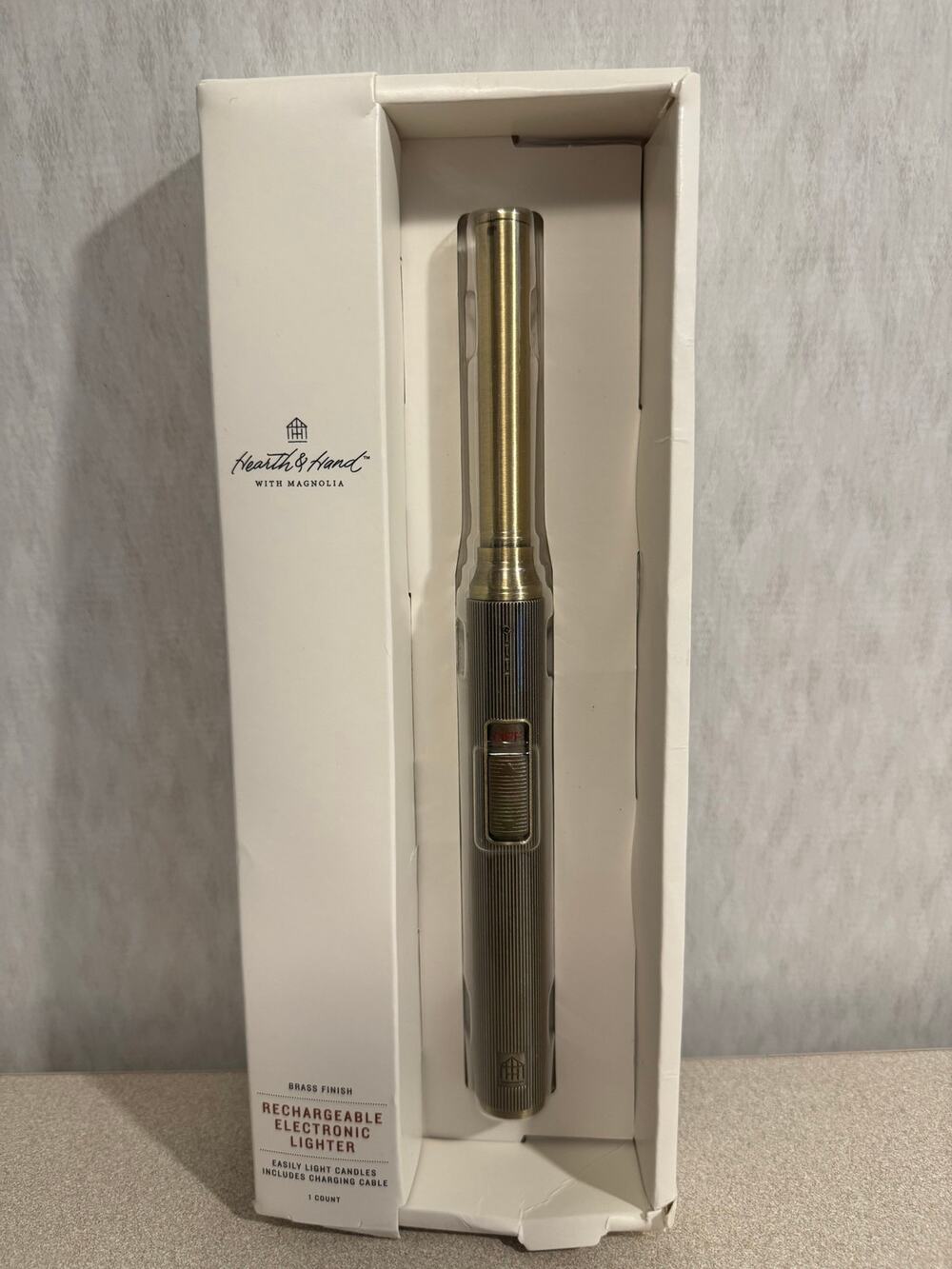 Hearth & Hand with Magnolia Rechargeable Electronic Lighter Brass USB-C New Box